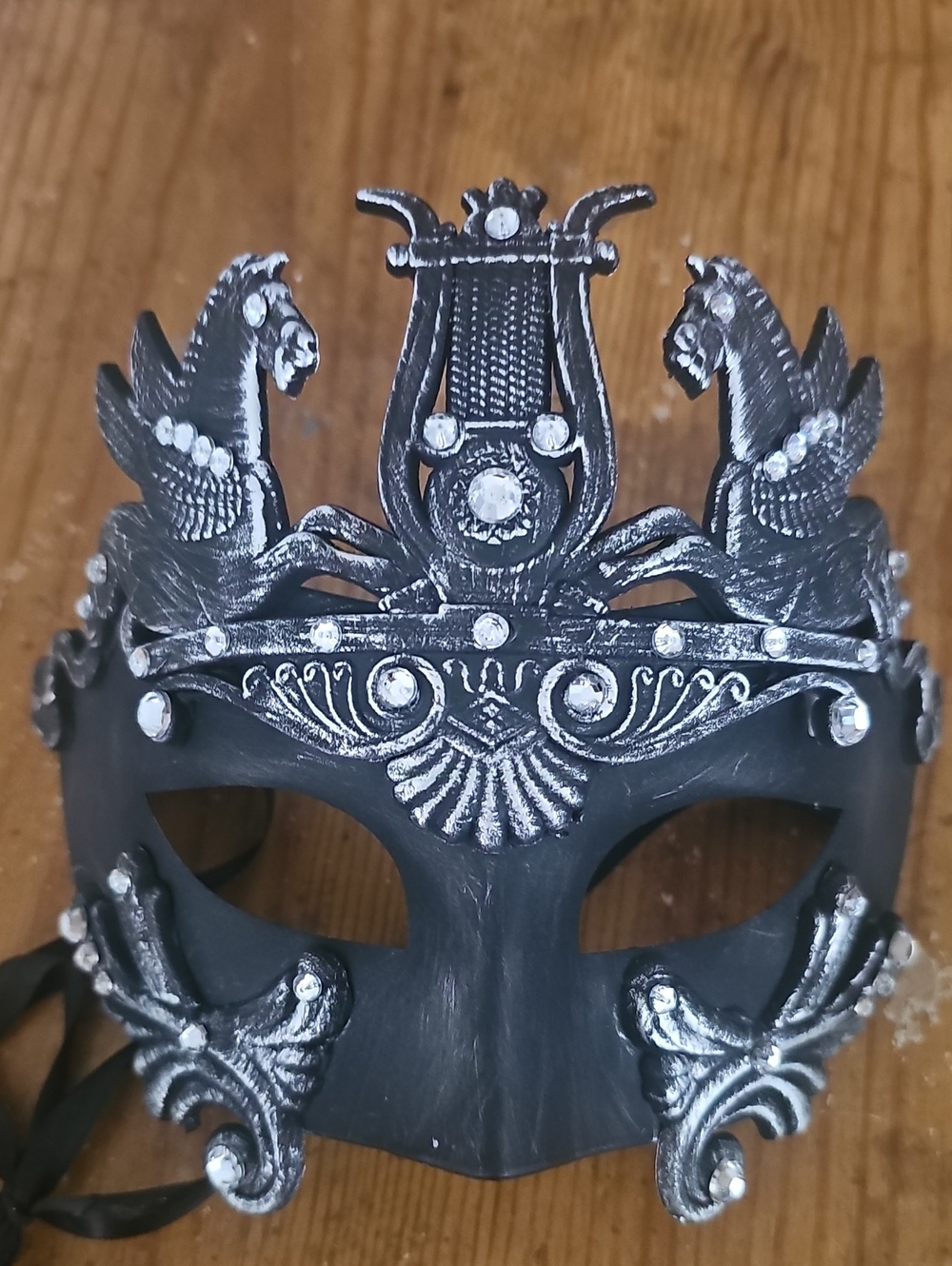 Halloween Mask-Black-Silver & Rhinestones - Picture 5 of 5